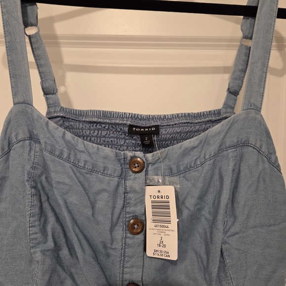 Torrid Light Blue Button-Front Midi Dress NWT size 18/20 - Picture 3 of 4